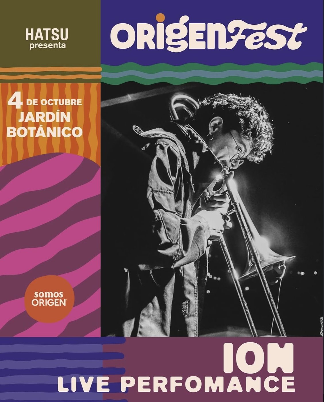 Flyer Origen Fest, Jardín Botánico, 4 de octubre, Ion Live Performance